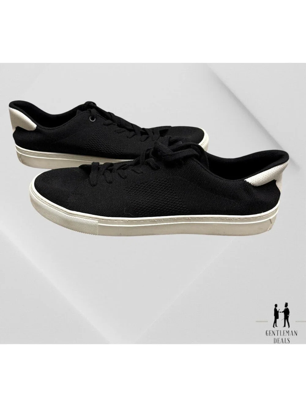 Greats Brooklyn Men’s Royale Knit Sneakers Shoes Black White Lace Up Low Top 12